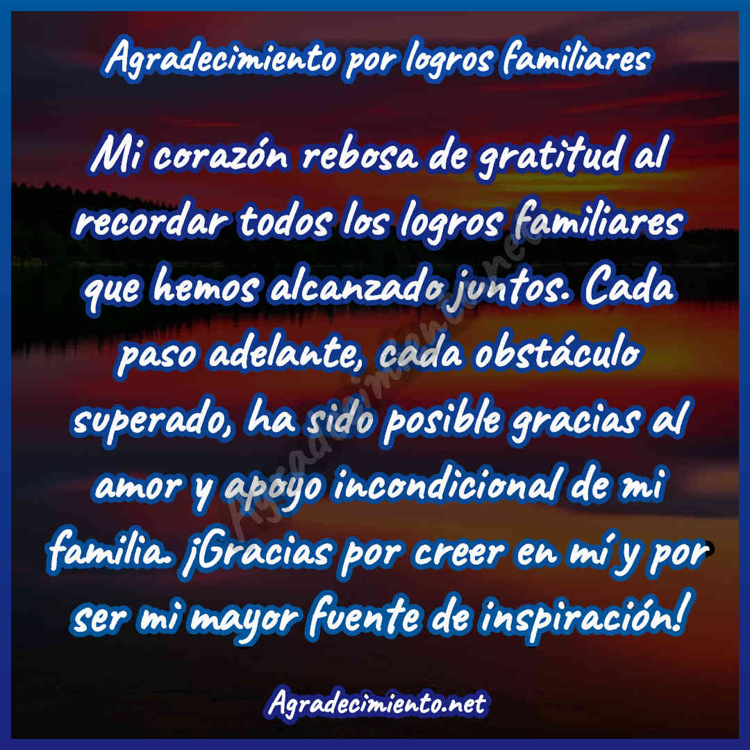 tarjeta para dar gracias con un agradecimiento por logros familiares